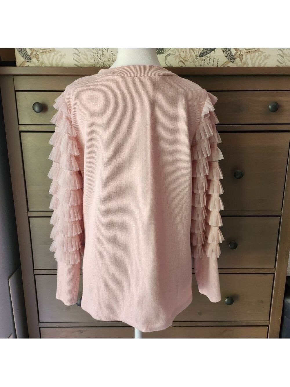 Chenault Pink Ruffle Sleeve Sweater - Picture 3 of 7
